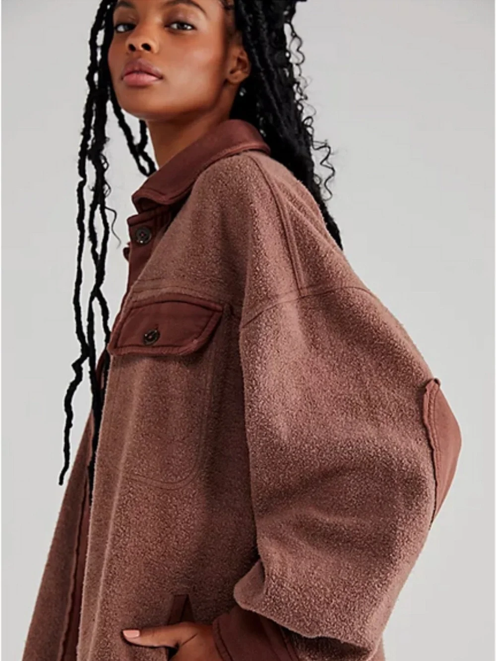 Free People Chocolate Brown Teddy Shacket